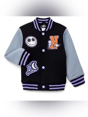 Disney Tim Burton The Nightmare Before Christmas Toddler Girl Varsity Jacket NWT